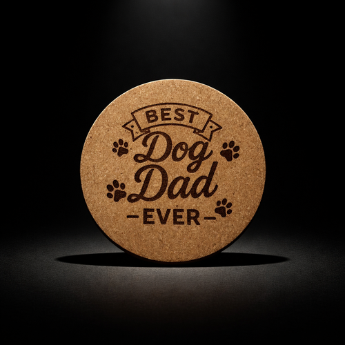 4 inch cork coaster – Best Dog Dad Ever  – Dog theme 127311