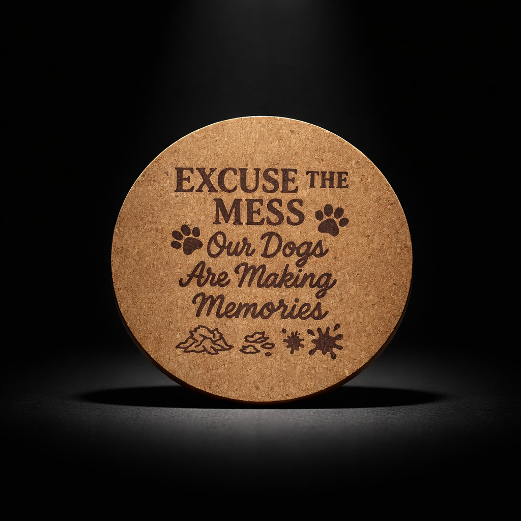 4 inch cork coaster – Excuse The Mess Our Dogs Are Making Memories – Dog theme 127314