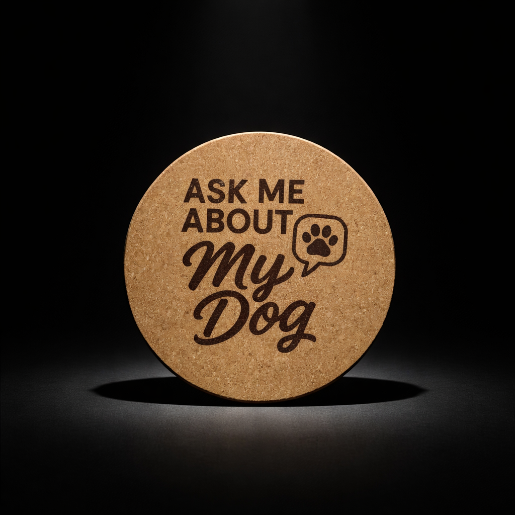 4 inch cork coaster – Ask Me About My Dog  – Dog theme 127317