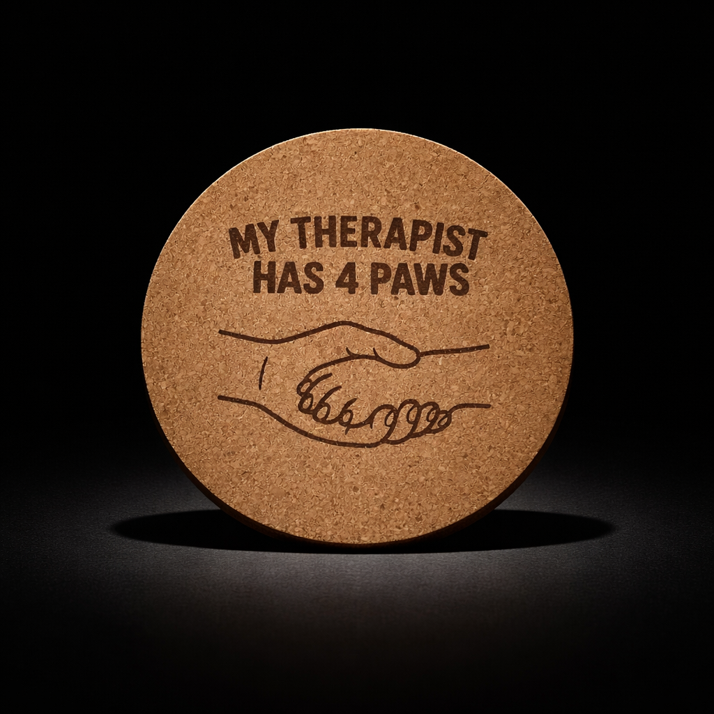 4 inch cork coaster – My Therapist Has 4 Paws – Dog theme 127318