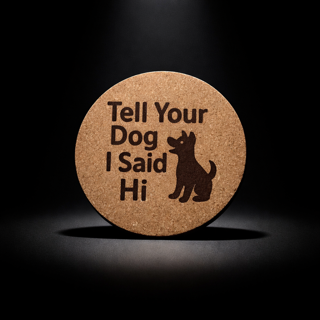 4 inch cork coaster – Tell Your Dog I Said Hi – Dog theme 127319