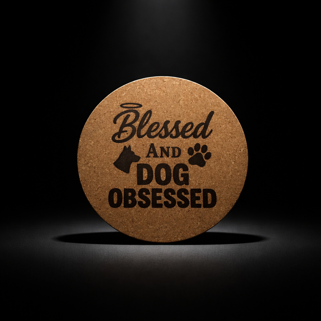 4 inch cork coaster – Blessed And Dog Obsessed  – Dog theme 127320