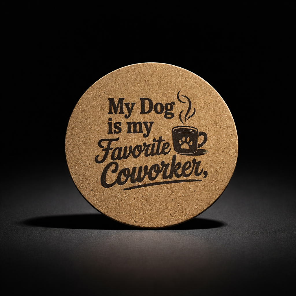 4 inch cork coaster – My Dog Is My Favorite Coworker  – Dog theme 127324