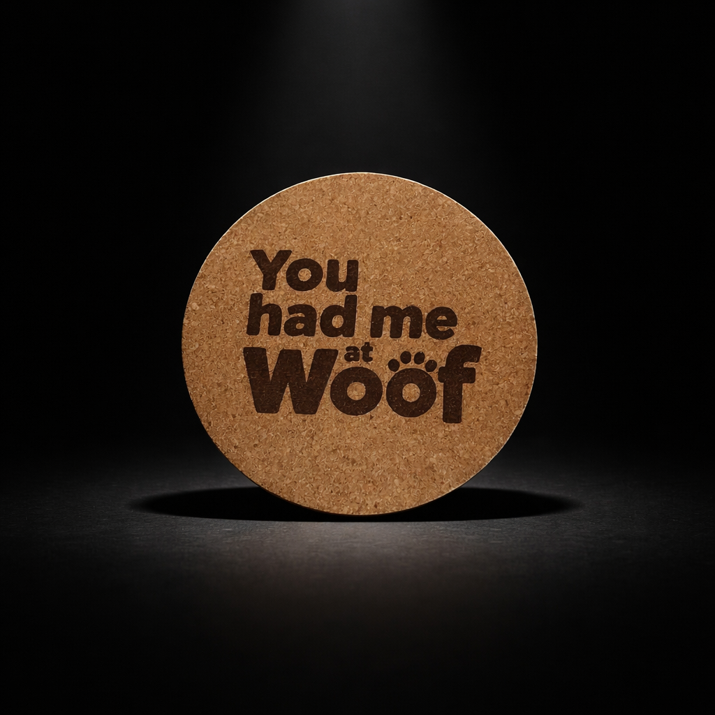 4 inch cork coaster – You Had Me At Woof  – Dog theme 127325