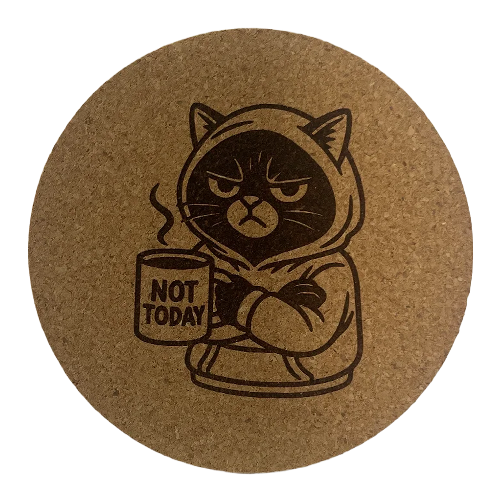 4 inch cork coaster – Not Today – Cat theme 127385