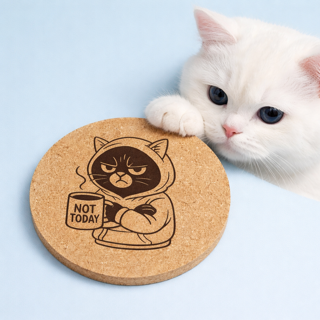 4 inch cork coaster – Not Today – Cat theme 127385