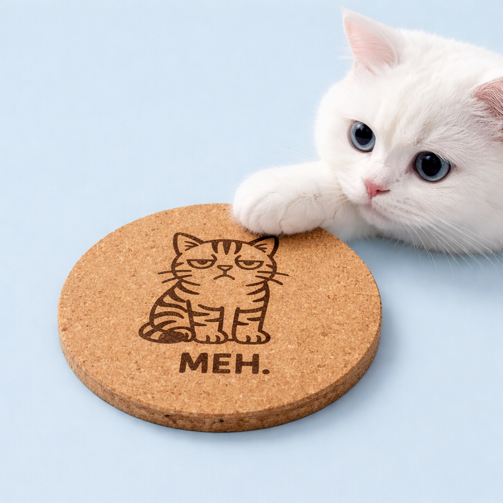 4 inch cork coaster – MEH – Cat theme 127387