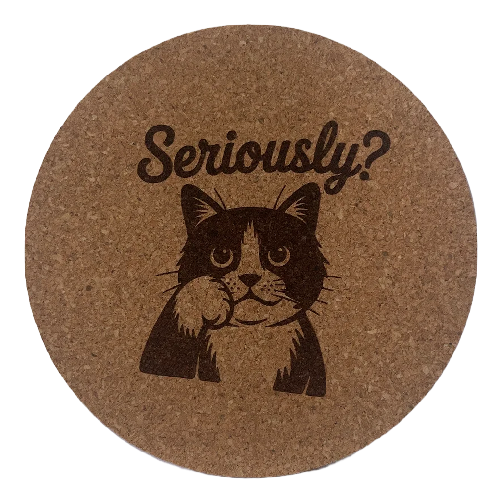 4 inch cork coaster – Seriously? – Cat theme 127394