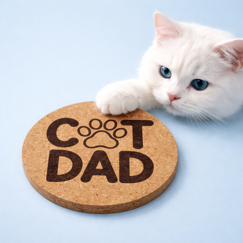 4 inch cork coaster – Cat Dad – Cat theme 127396