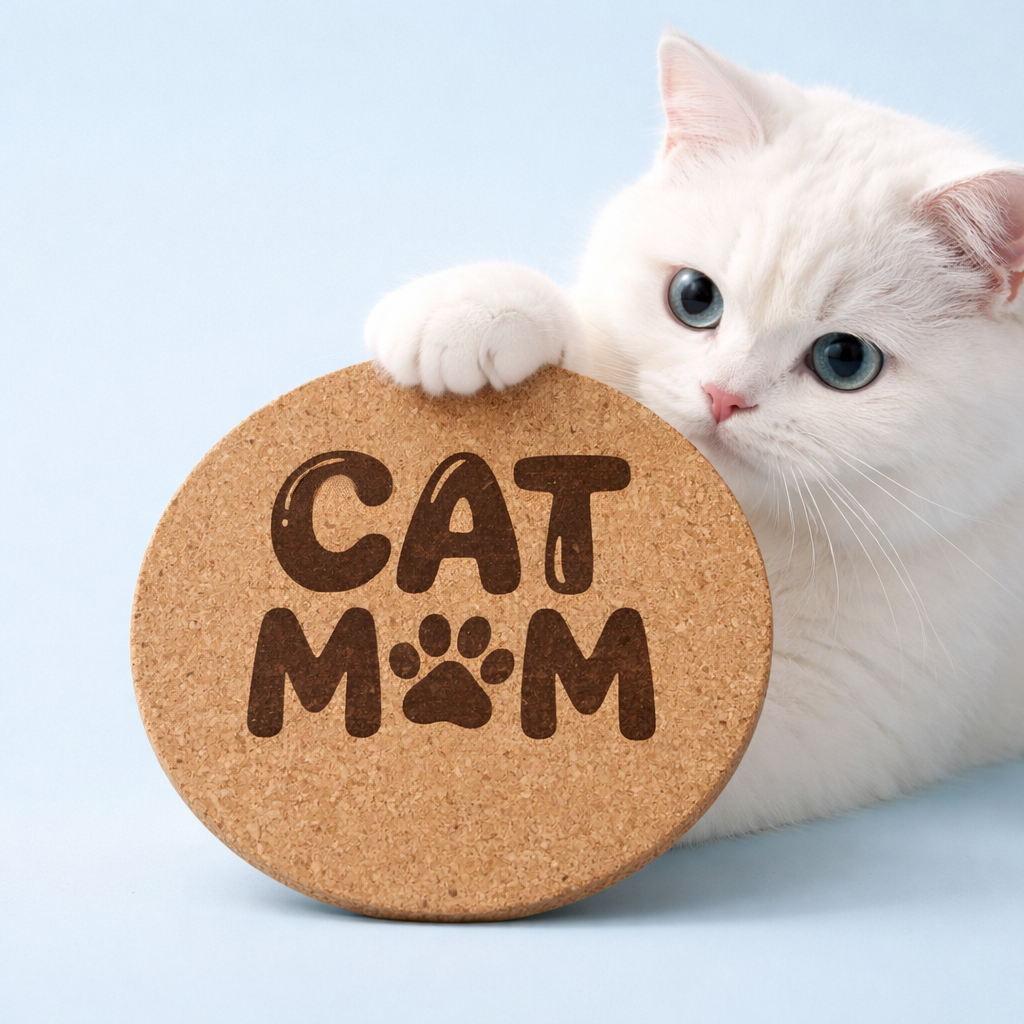 4 inch cork coaster – Cat Mom – Cat theme 127398