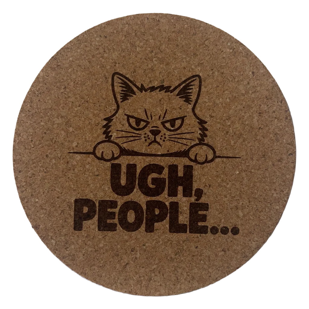 4 inch cork coaster – UGH PEOPLE – Cat theme 127401