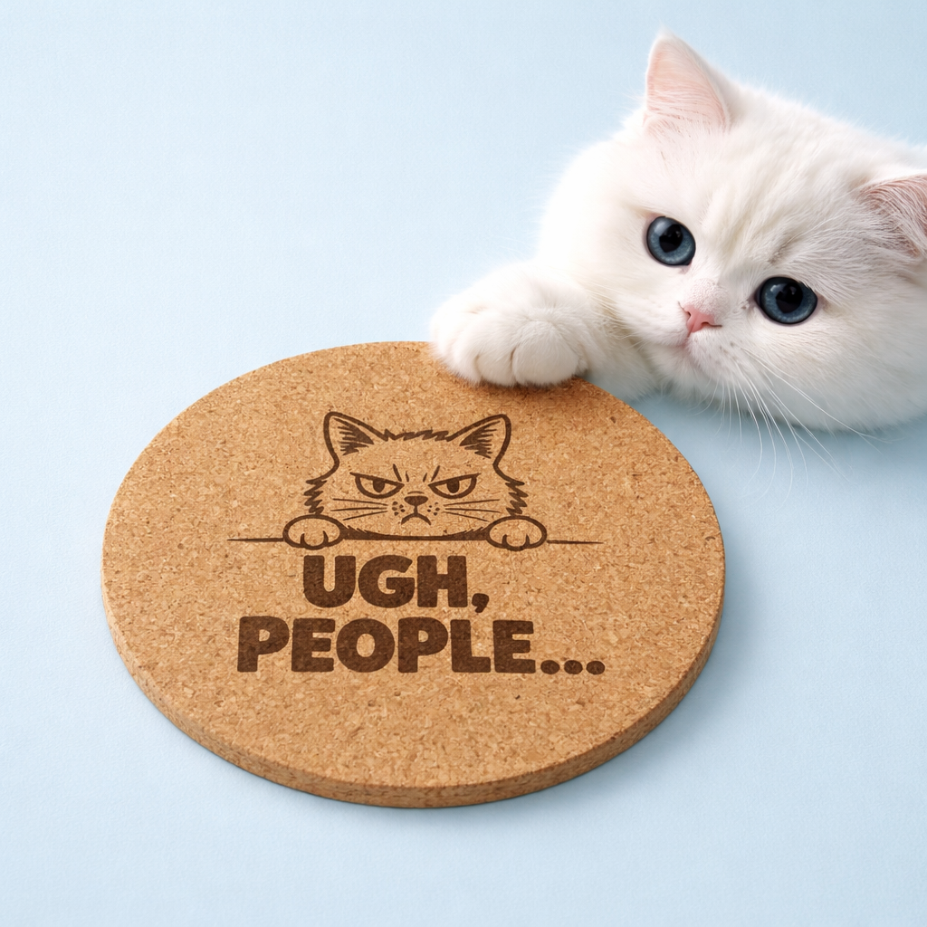 4 inch cork coaster – UGH PEOPLE – Cat theme 127401