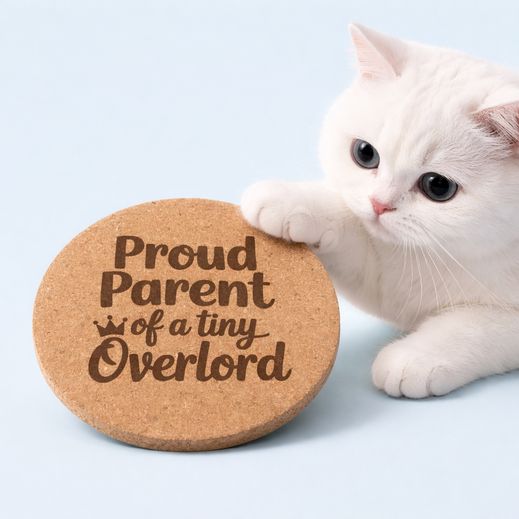 4 inch cork coaster – Proud Parent Of A Tiny Overlord – Cat theme 127411