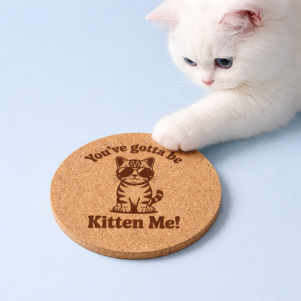4 inch cork coaster – You've Gotta Be Kitten Me! – Cat theme 127415