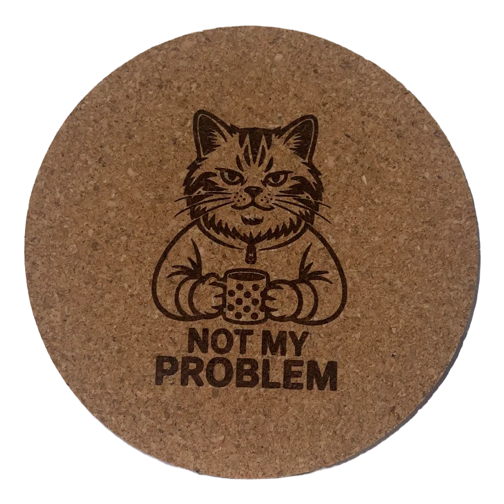 4 inch cork coaster – Not My Problem – Cat theme 127416