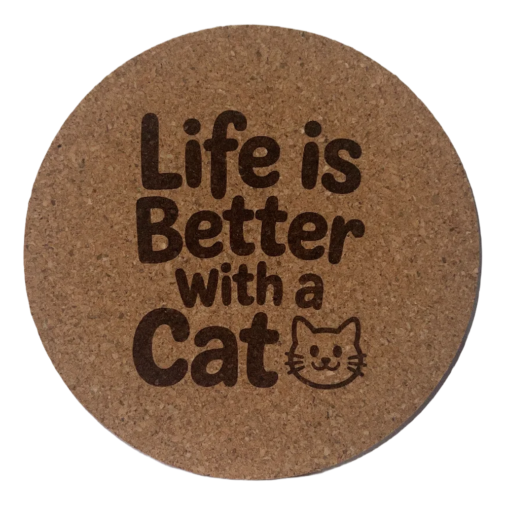 4 inch cork coaster – Life Is Better With A Cat – Cat theme 127418