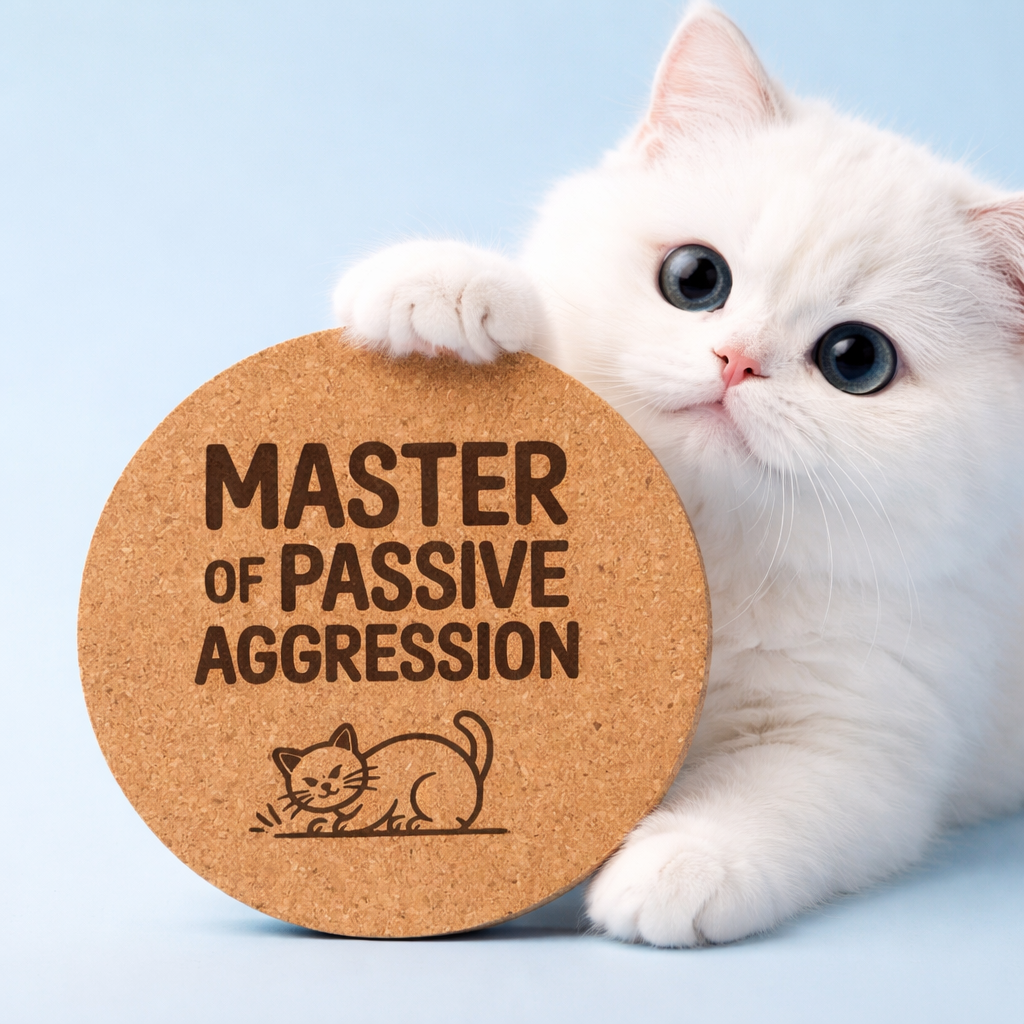 4 inch cork coaster – Master Of Passive Aggression – Cat theme 127419