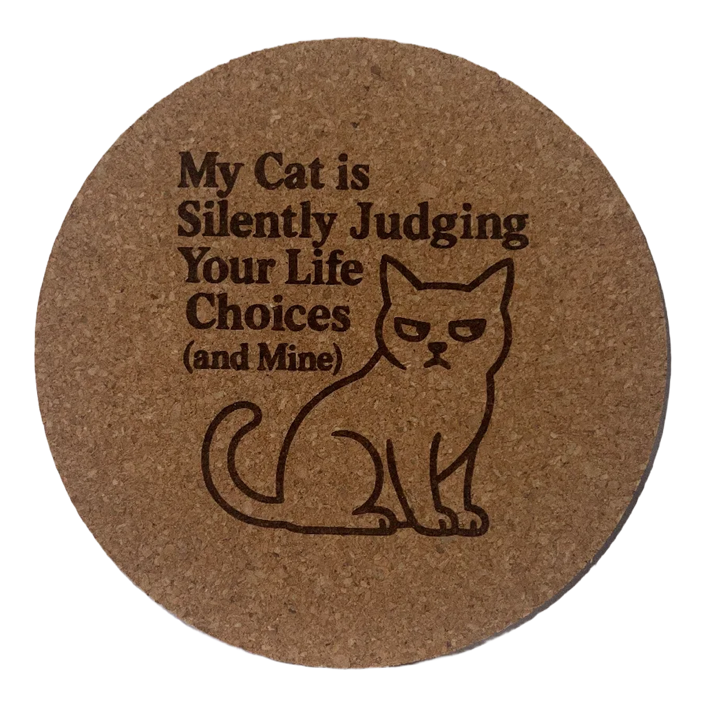 4 inch cork coaster – My Cat Is Silently Judging Your Life Choices And Mine – Cat theme 127421