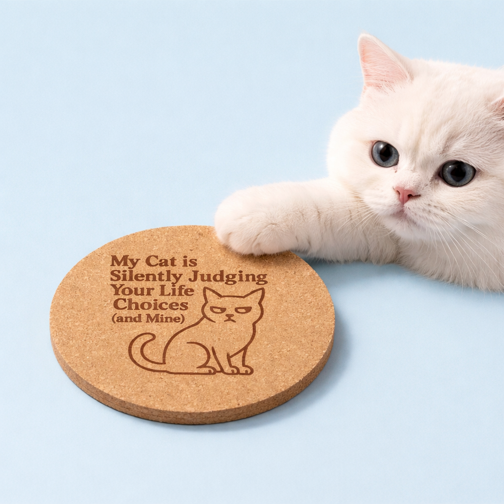 4 inch cork coaster – My Cat Is Silently Judging Your Life Choices And Mine – Cat theme 127421