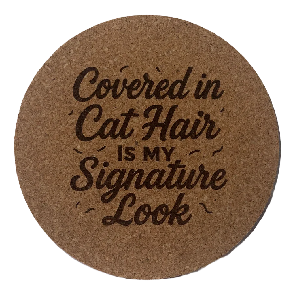 4 inch cork coaster – Covered In Cat Hair Is My Signature Look – Cat theme 127423
