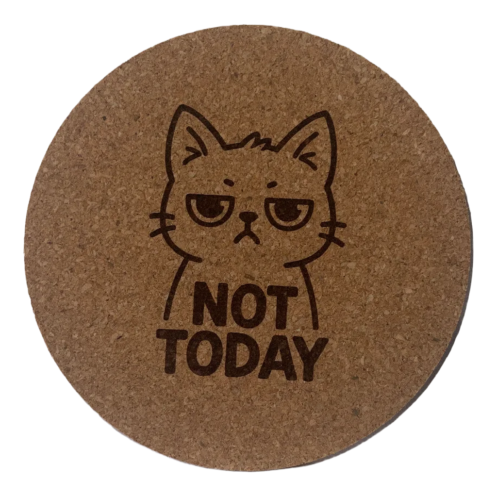 4 inch cork coaster – Not Today – Cat theme 127430
