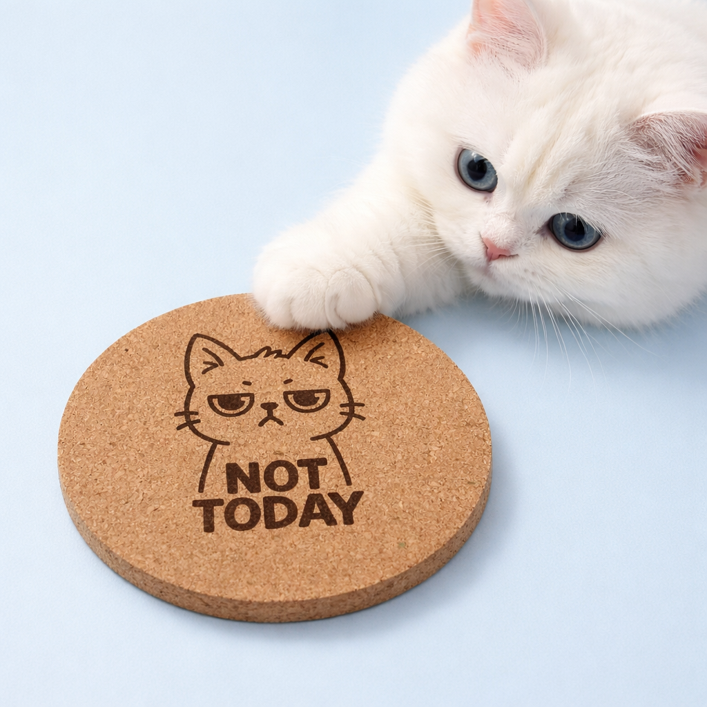 4 inch cork coaster – Not Today – Cat theme 127430