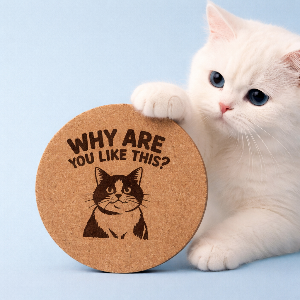 4 inch cork coaster – Why Are You Like This? – Cat theme 127434