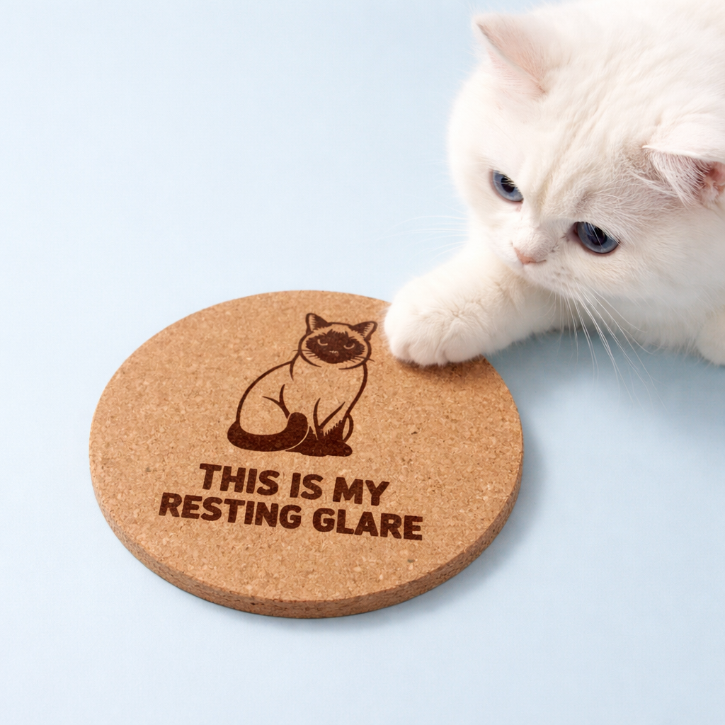 4 inch cork coaster – This Is My Resting Glare – Cat theme 127436