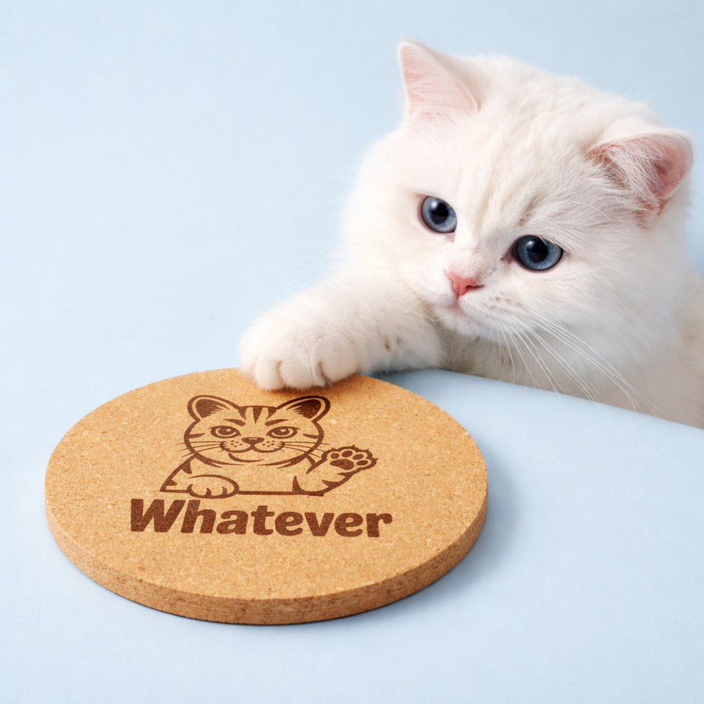 4 inch cork coaster – Whatever – Cat theme 127438