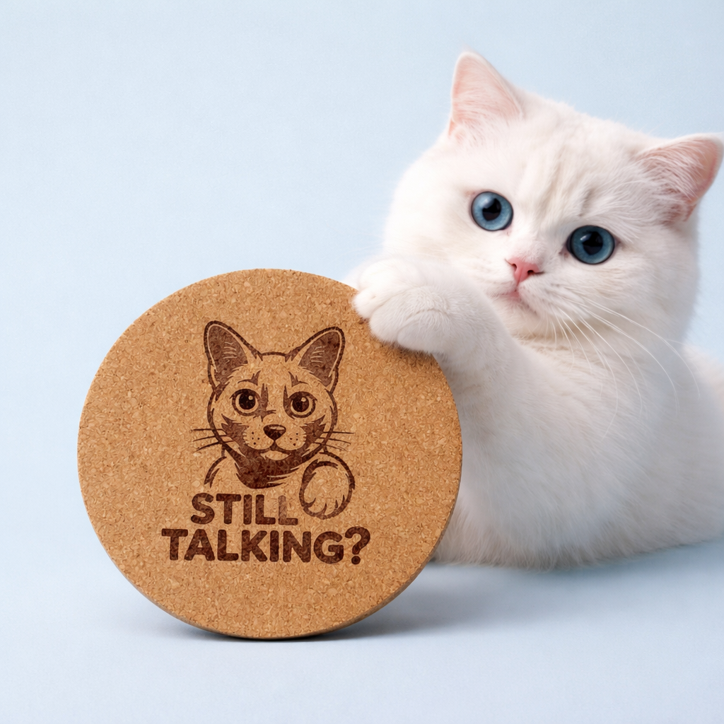 4 inch cork coaster – Still Talking? – Cat theme 127439