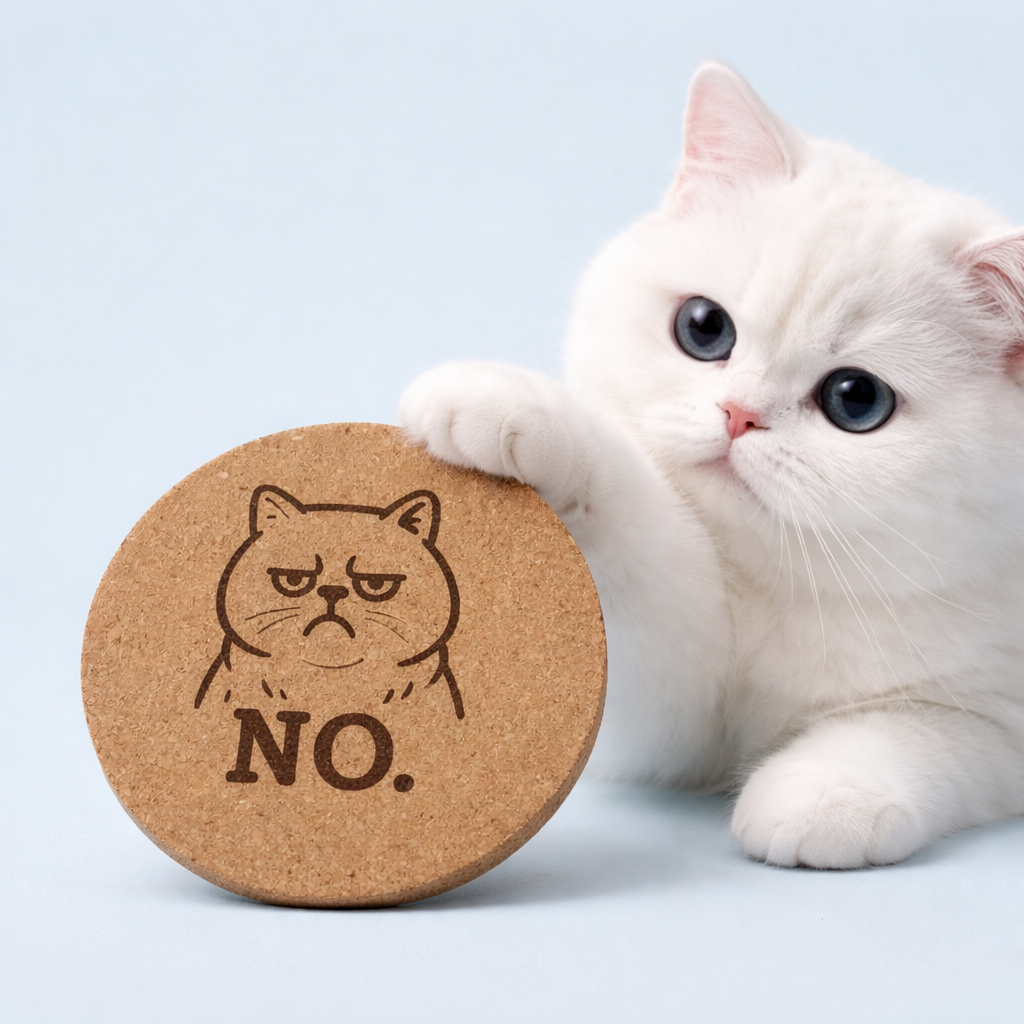 4 inch cork coaster – No – Cat theme 127463