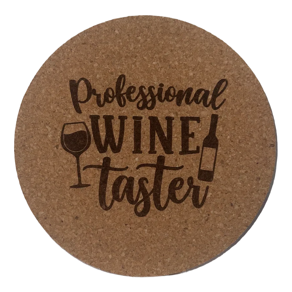 Professional Wine Taster laser-engraved cork coaster