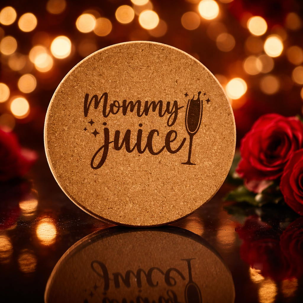 4 inch cork coaster – Mommy Juice - wine theme
