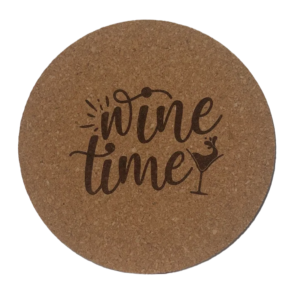 4 inch cork coaster – Wine Time - wine theme