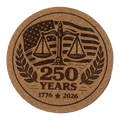 4 inch cork coaster – SCALES OF JUSTICE 250 YEARS 1776-2026 – America 250 theme design 03