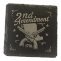 4 Inch Slate Coaster - 2nd Amendment Crossed Pistols 1791– 2nd Amendment theme