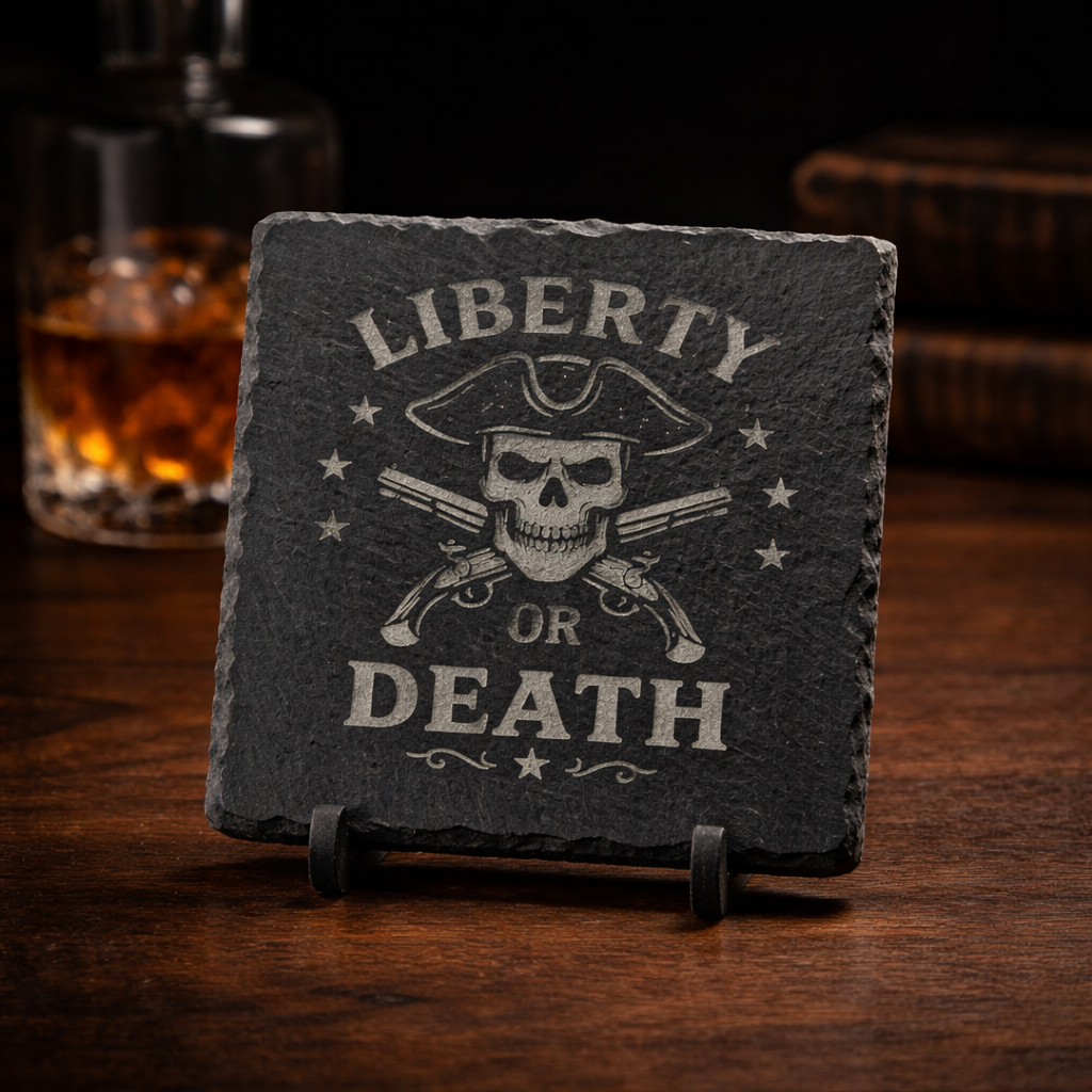 4 Inch Slate Coaster - 2nd Amendment Liberty or Death – 2nd Amendment theme