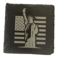 4 Inch Slate Coaster – Statue of Liberty with USA Flag – 2nd Amendment theme