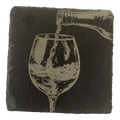 4 Inch Slate Coaster – Wine Pouring into Glass – Wine theme