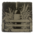 4 Inch Slate Coaster – Wine Bottle in Wheat– Wine theme