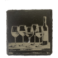 4 Inch Slate Coaster – Wine Glasses with Wine Bottle – Wine theme