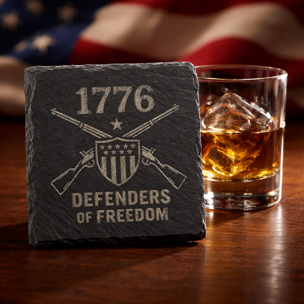 4 Inch Slate Coaster - 2nd Amendment 1776 Defenders Of Freedom – 2nd Amendment theme