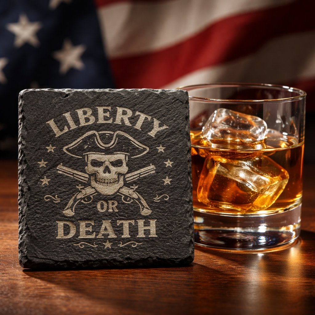 4 Inch Slate Coaster - 2nd Amendment Liberty or Death – 2nd Amendment theme