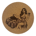 4 inch cork coaster – Woman Playing Poker – Casino Night theme
