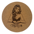 4 inch cork coaster – Woman Playing Poker 2 – Casino Night theme