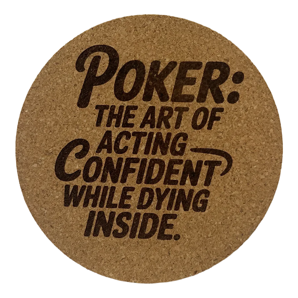 4 inch cork coaster – Poker The Art Of Acting Confident While Dying Inside – Casino Night theme