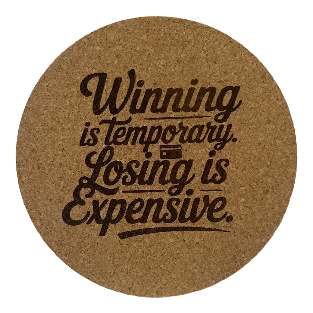 4 inch cork coaster – Winning Is Temporary Losing Is Expensive – Casino Night theme