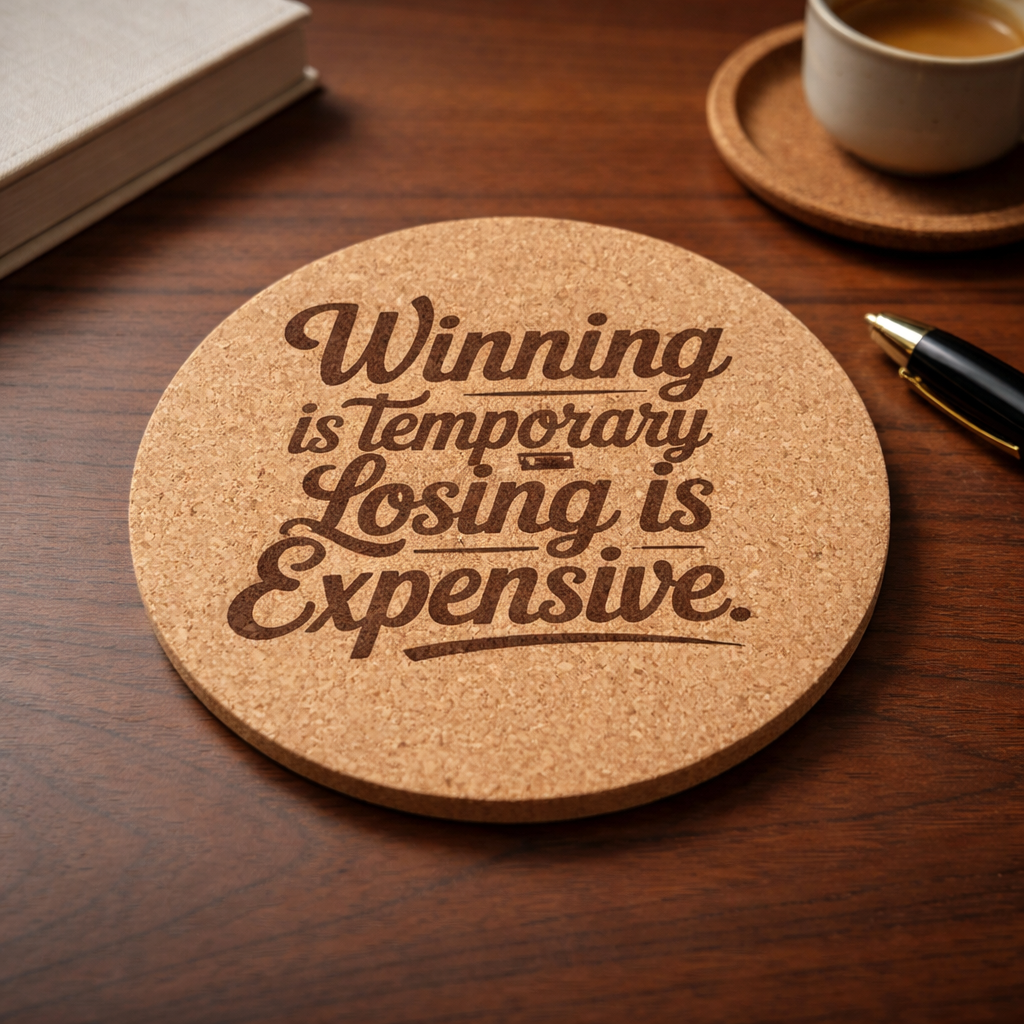 4 inch cork coaster – Winning Is Temporary Losing Is Expensive – Casino Night theme