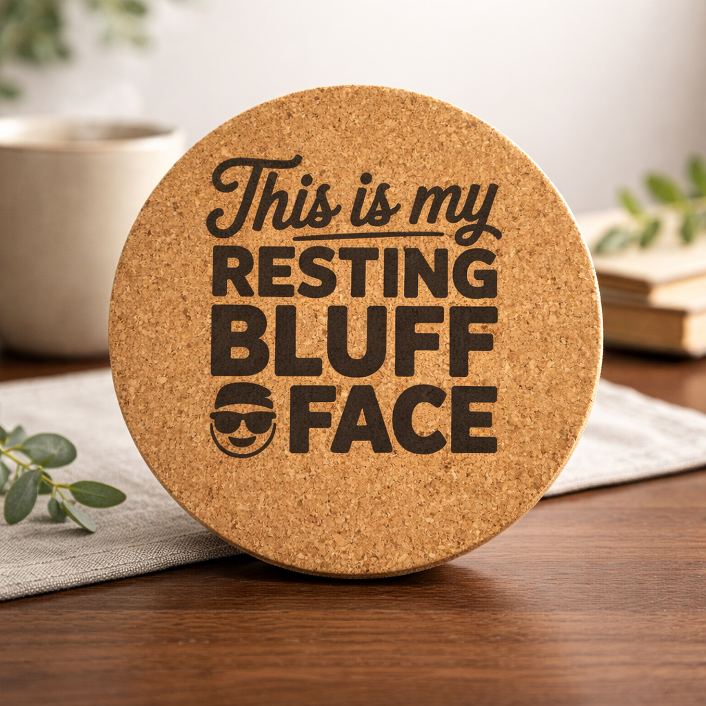 4 inch cork coaster – This Is My Resting Bluff Face – Casino Night theme