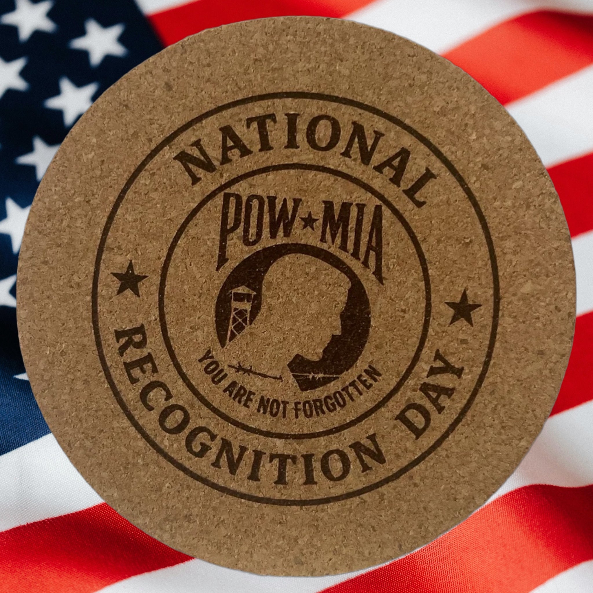 4 inch cork coaster – National Recognition Day – Military Tribute theme